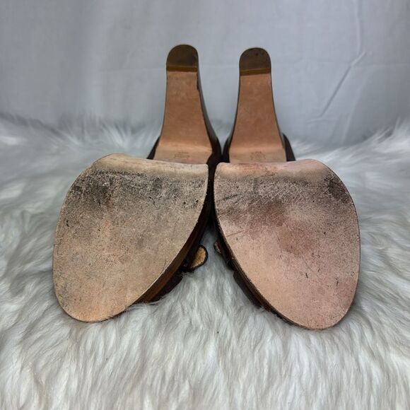 Michael Kors Dark Spice Brown Nubuck Peep Toe Platform Heels Sz 10 - Picture 6 of 6